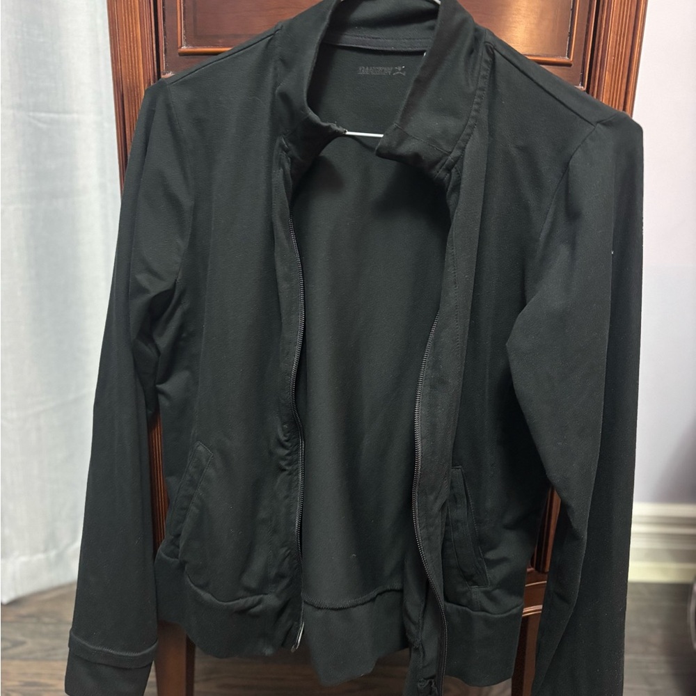 Danskin Black Bomber Jacket with Ribbed Cuffs